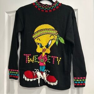 Vintage Looney Tunes Tweety sweater shoelace detail